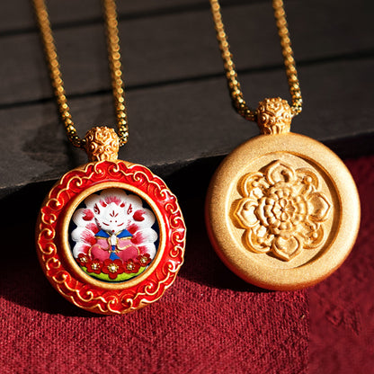 Three-dimensional Tibetan Style Fifth Master Brass Painted Wipe Pendants