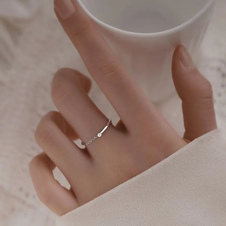 Women's Diamond Chain Cold Style Design Simple Personality Korean Rings