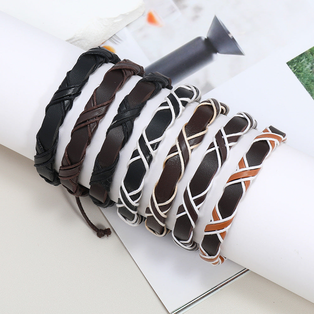 Men's Hand-woven Cross-shaped Multilayer Simplicity Personalized Wear Bracelets