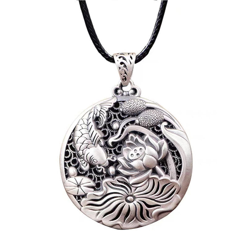 Women's Lotus Koi Personality Hollow Retro Fashion Pendants