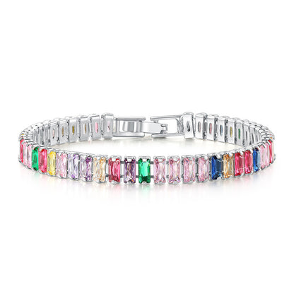 Colorful Zircon Rectangular Full Diamond Tennis Bracelets