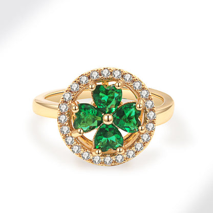 Female Style Emerald Open-end Zircon Rotating Rings