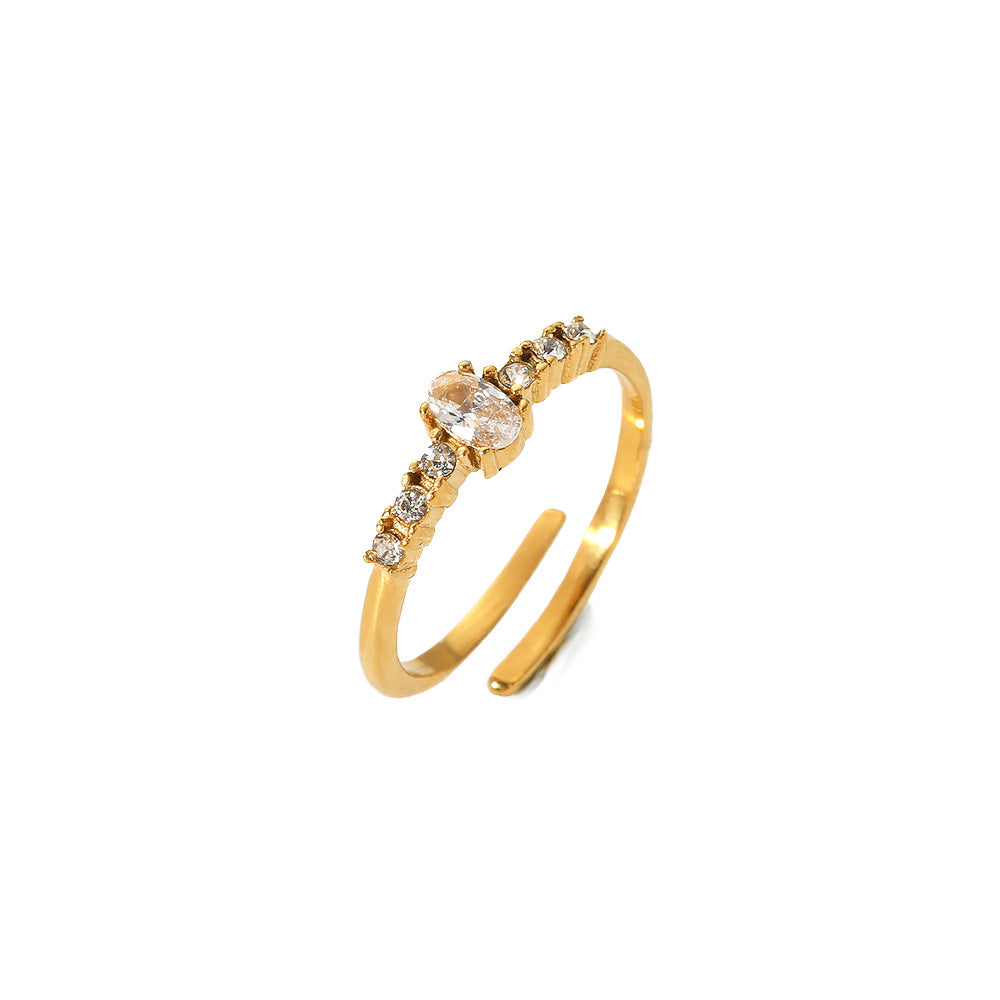 Gold-plated Inlaid Zircon Light Luxury Stainless Rings