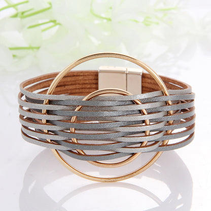Women's Bohemian Two Colors Double Accessories Leather Rings