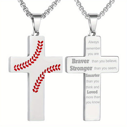 Baseball Boy Cross Stainless Steel Religious Pendants