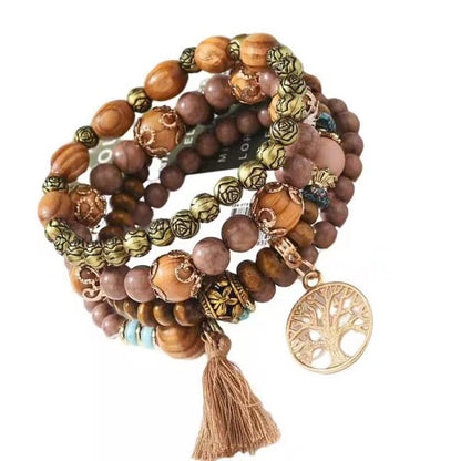 Style Wooden Bead Beaded Elastic String Bracelets