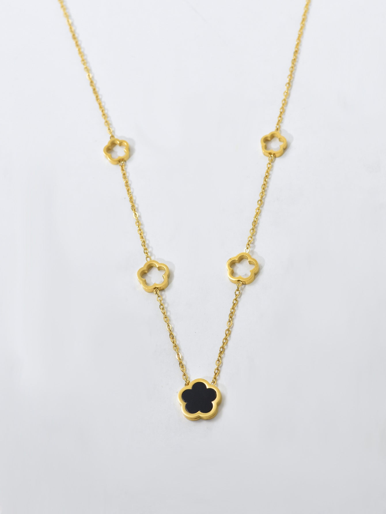 Women's Fashion High-grade Titanium Steel Gold-plated Clover Necklaces