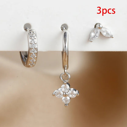 Flowers Ear Hook Eardrops Geometric High-grade Rings