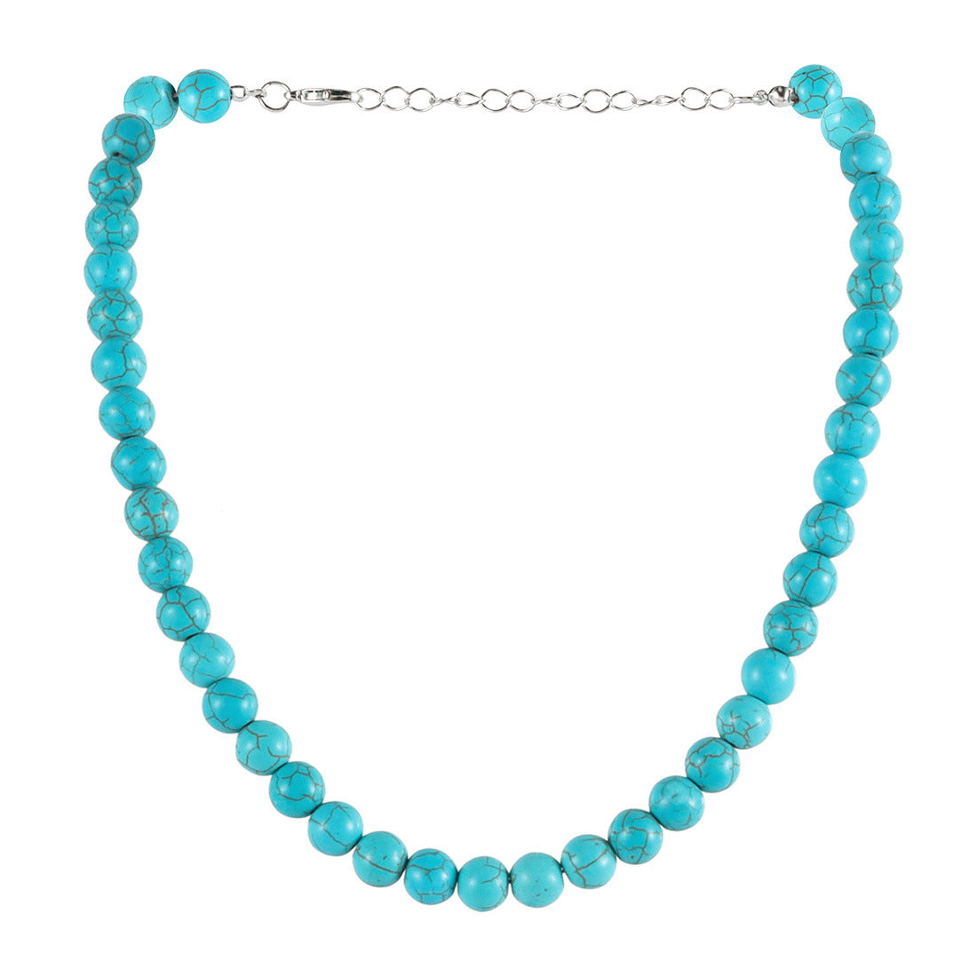 Turquoise Round Beads String Of Personalized Short Chain Necklaces