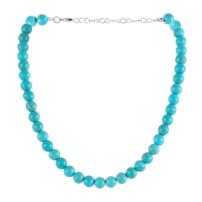 Turquoise Round Beads String Of Personalized Short Chain Necklaces