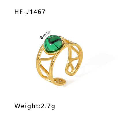 Stone Color Natural Stainless Steel Gold Rings