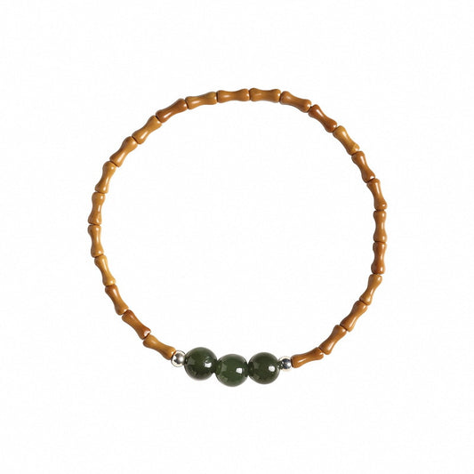 Olive Nut Bamboo Joint Jade Single Circle Bracelets