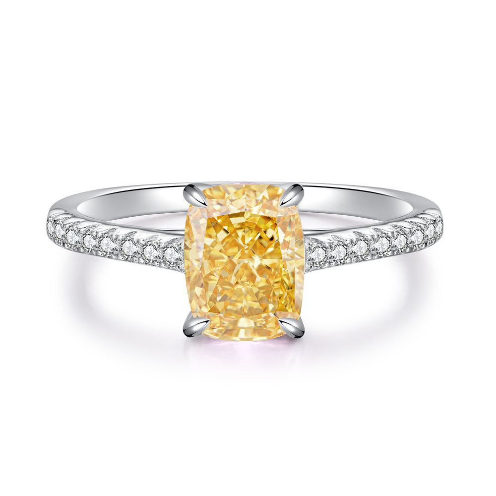 Sterling Sier Yellow Diamond Female Ice Rings