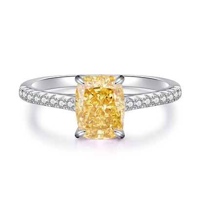 Sterling Sier Yellow Diamond Female Ice Rings
