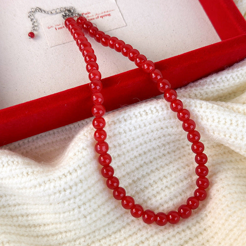 Chinese Style Red Beaded Accessories High Necklaces