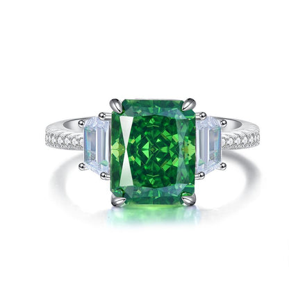 Emerald Female High Carbon Diamond Cut Ice Rings