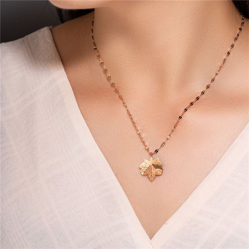 Women's Titanium Steel Real Gold Plated Lip Necklaces