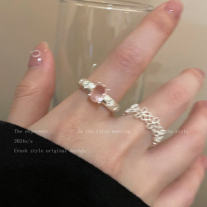 Flower Female Spring Gentle Temperament Index Finger Design Light Rings