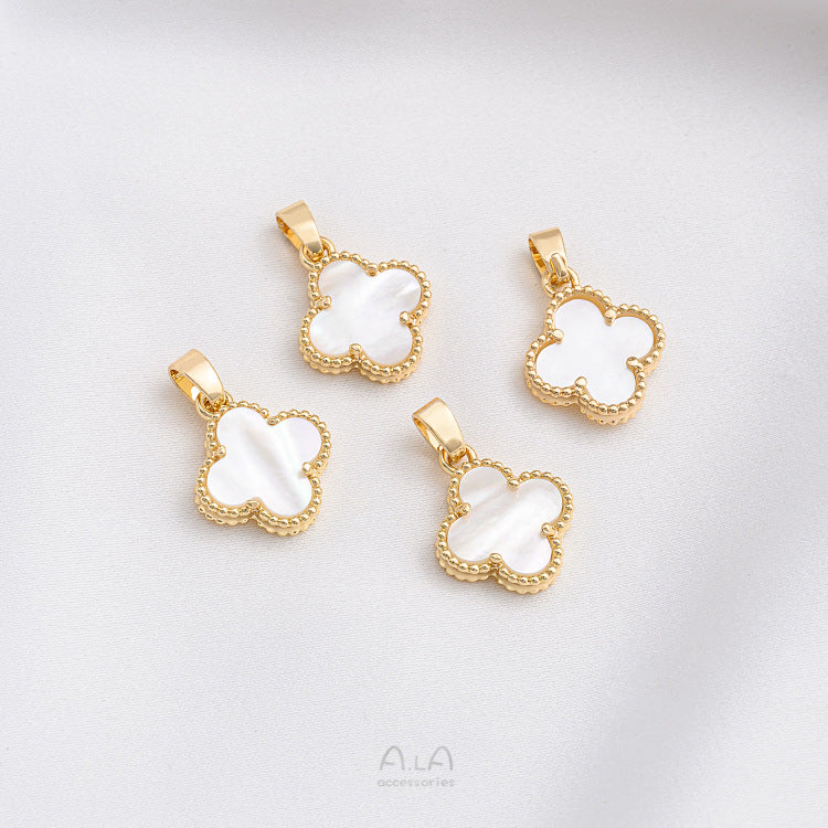 Gold Inlaid Pearl Clover Single Hanger Pendants