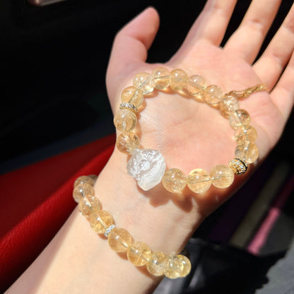 Natural Yellow Citrine White Crystal Gift Bracelets