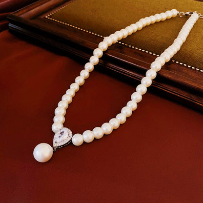 Pearl Zircon Water Drops French Retro Simple Necklaces