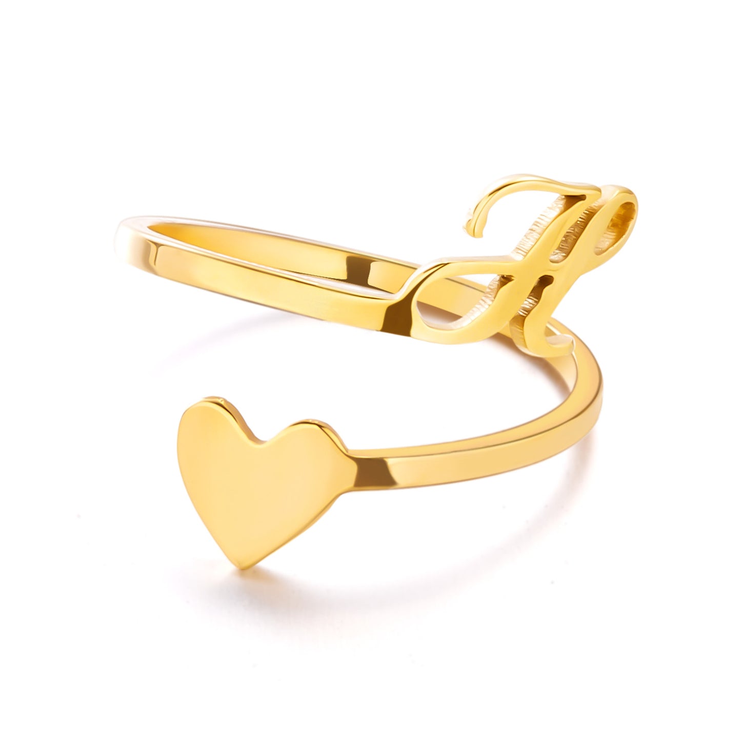 Popular Stylish Simple Letter Stainless Steel Open Three-dimensional Love Rings