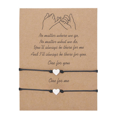 Woven Adjustable Couple Paper Card Heart-shaped Bracelets