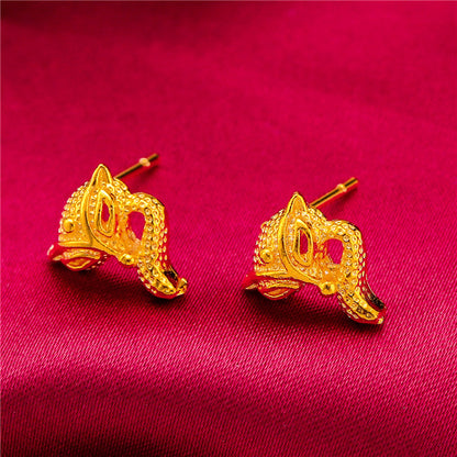 Gold-plated Fancy Vietnam Placer Gold Glazed Surface Earrings