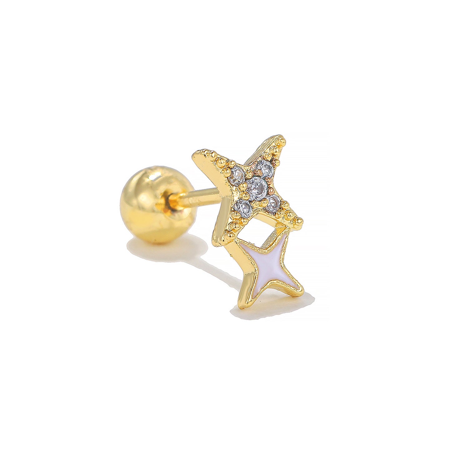 Micro Inlaid Zircon Geometric Piercing Ear Earrings