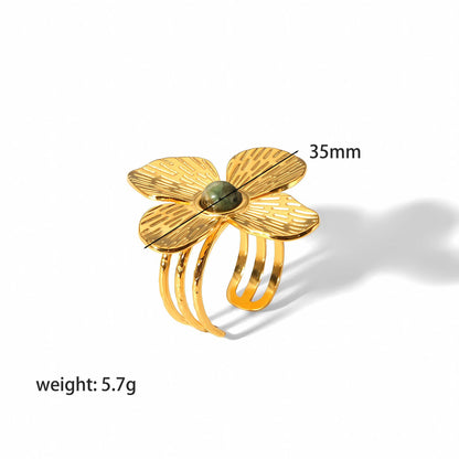 Gold Flower Female Niche Exaggerated Stainless Earrings