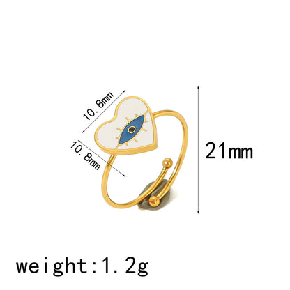 Gold Dripping Titanium Steel Female Retro Rings