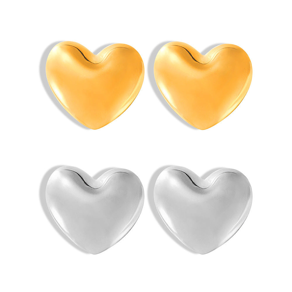 Matte Texture Design Love Shape Titanium Steel Earrings