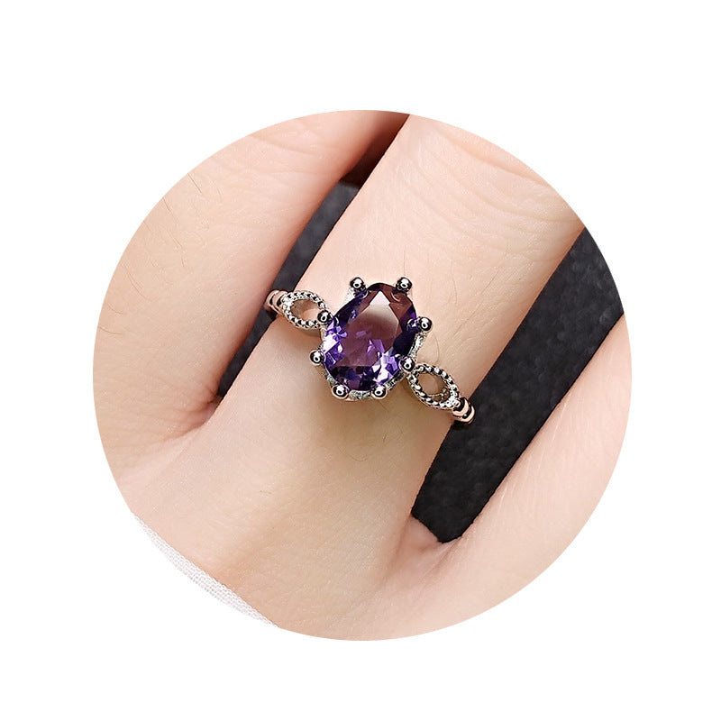 Gems White Gold Plated Purple Gemstone Rings