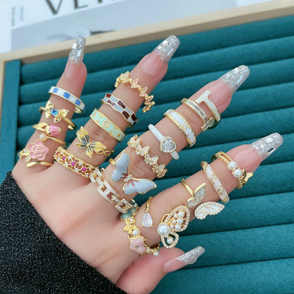 Butterfly Flower Female Design Fashion High Rings