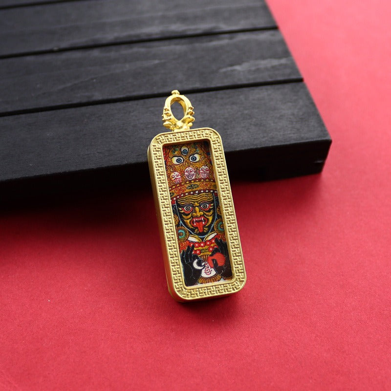 Square Birth Buddha Yellow God Of Wealth Green Tara Pendants