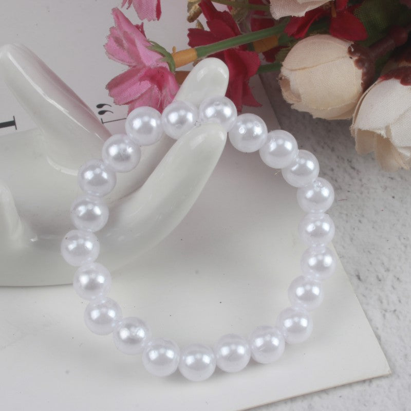 Children's Imitation Pearl Plastic Stringed Pearls Acrylic Handmade Bracelets