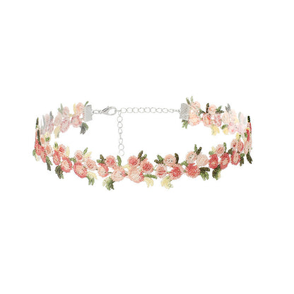 Flower Embroidered Clavicle Chain Garden Romantic Necklaces