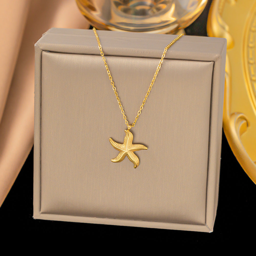 Women's Simple Niche Personality Polka Dot Texture Starfish Necklaces