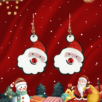 Sweet Cute Acrylic Santa Claus Snowman Earrings