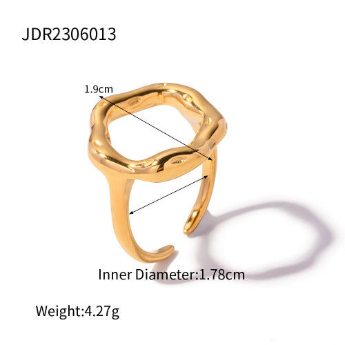 Ding Ornament Gold Stainless Steel Open Rings