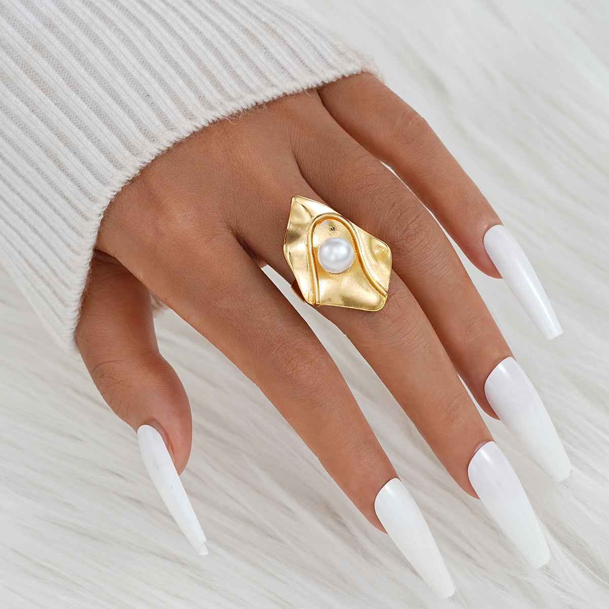 Women's Golden Irregular Opening Niche Trendy Set Graceful Rings