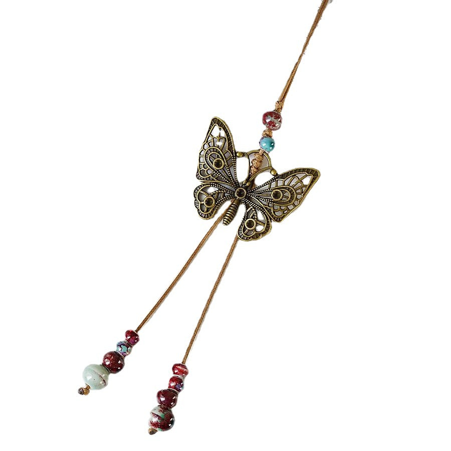 Women's Artistic Ethnic Style Noble Butterfly Ceramic Necklaces