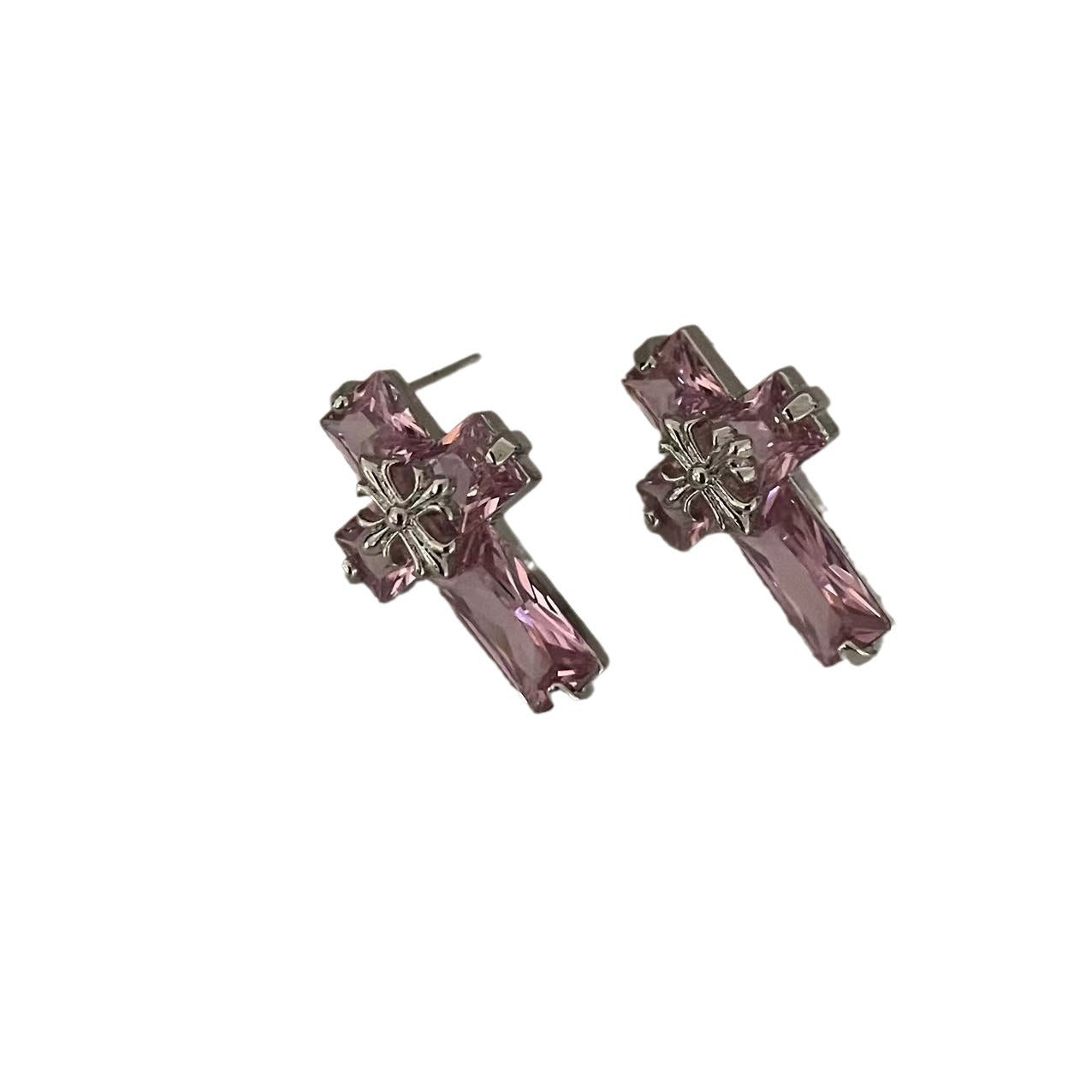 Double-sided Light Luxury Temperament Cross High-grade Earrings