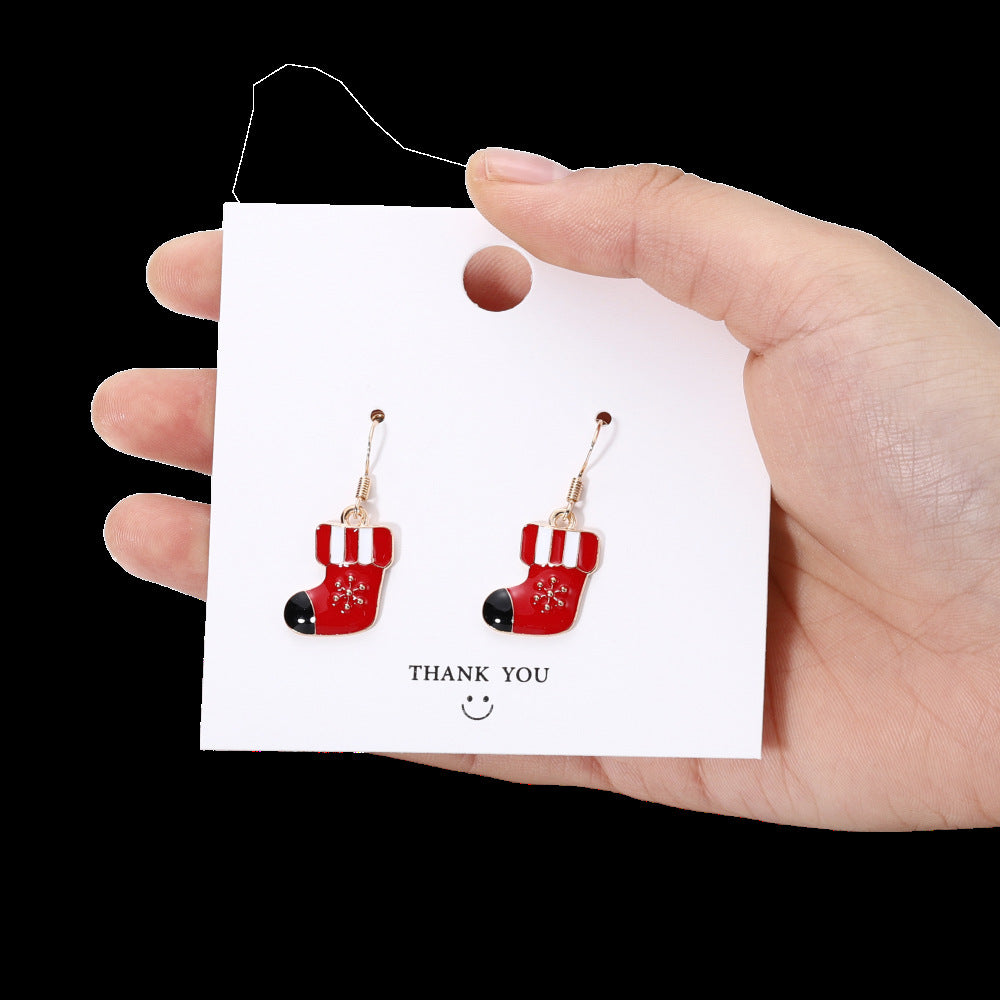 Christmas Tree Elderly Snowflake Crutch Creative Earrings