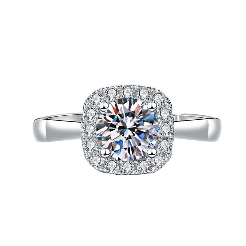 Elegant Imitation Moissanite Open Adjustable Live Broadcast Rings