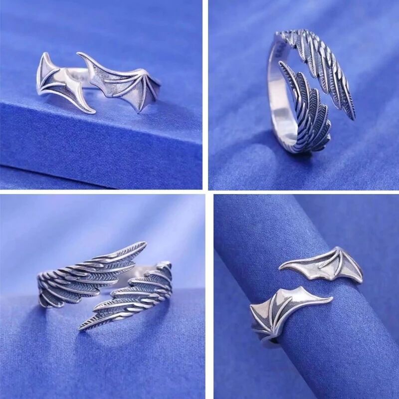 Angels Demons Wings Niche Vintage Open Rings