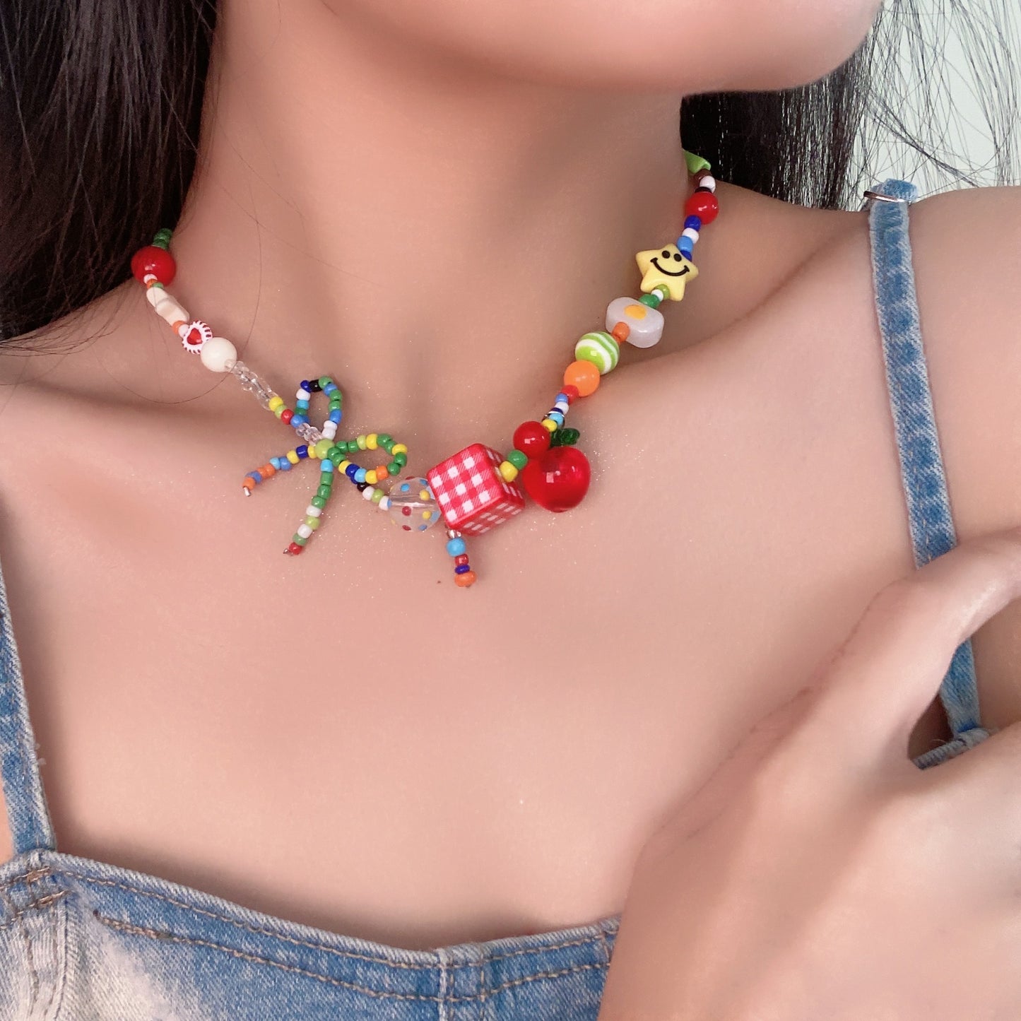 Apple Paradise Dopamine Color Beaded Light Necklaces