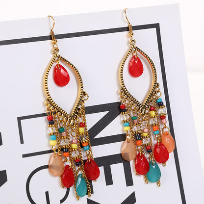 Handmade Water Drop Bead Bohemian Eardrops Earrings