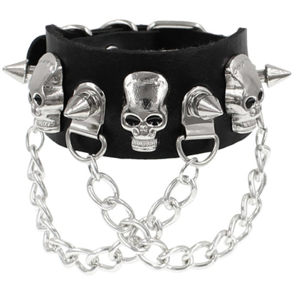 Punk Skull Rivet Tassel Chain Leather Bracelets