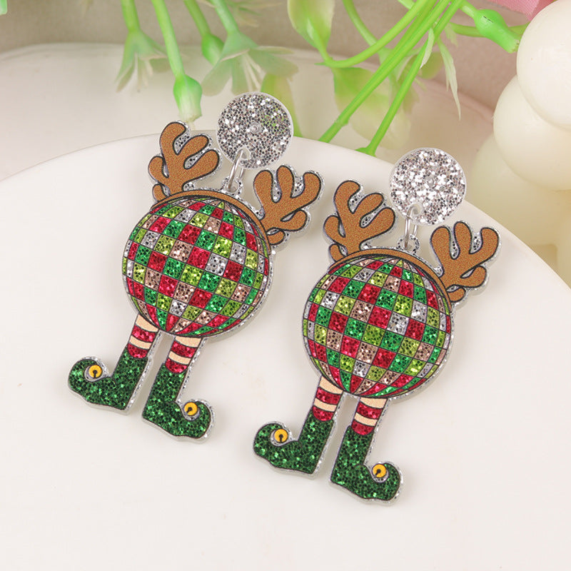 Creative Christmas Series Elk Acrylic Exaggerated Earrings